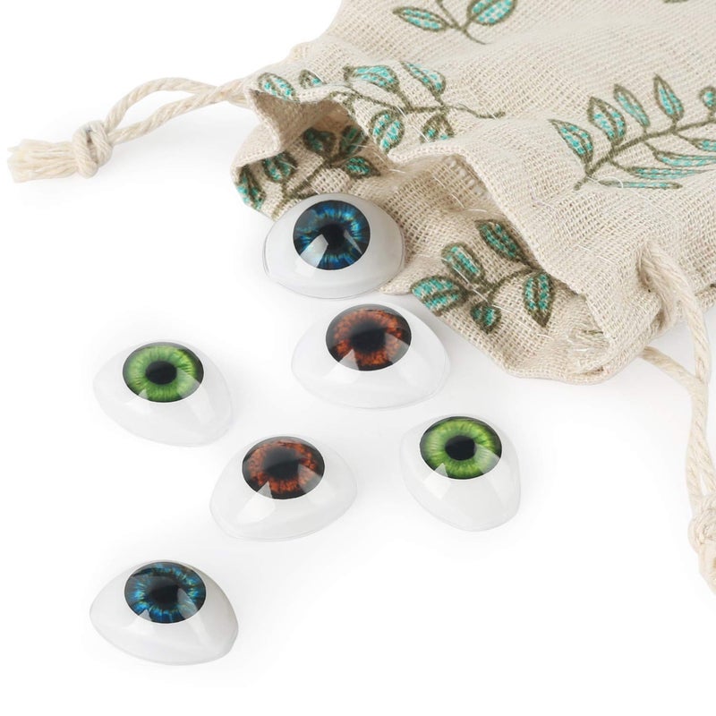Vollence 3 Pair of 3 Colors Oval Flat Hollow Plastic Eyes Puppet Doll Bear Craft Eyes Eyeballs Mask Making DIY Supplies for Porcelain or Reborn Dolls Stuffed Animal Toys Troll Scary Eyes - Image 1