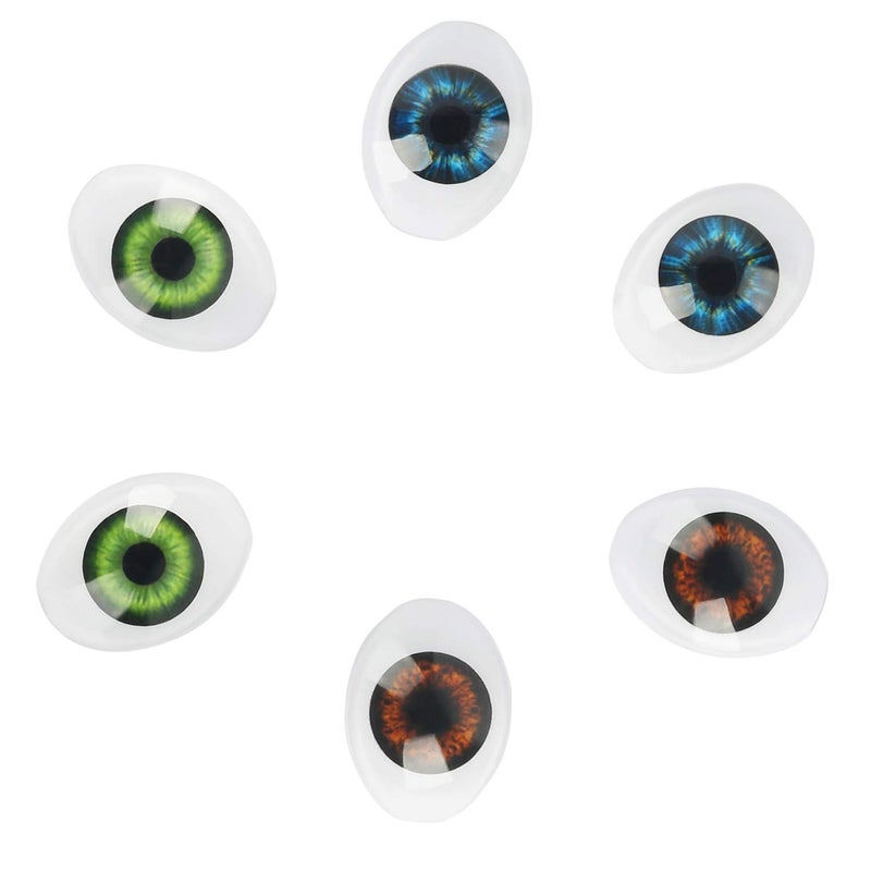Vollence 3 Pair of 3 Colors Oval Flat Hollow Plastic Eyes Puppet Doll Bear Craft Eyes Eyeballs Mask Making DIY Supplies for Porcelain or Reborn Dolls Stuffed Animal Toys Troll Scary Eyes - Image 3