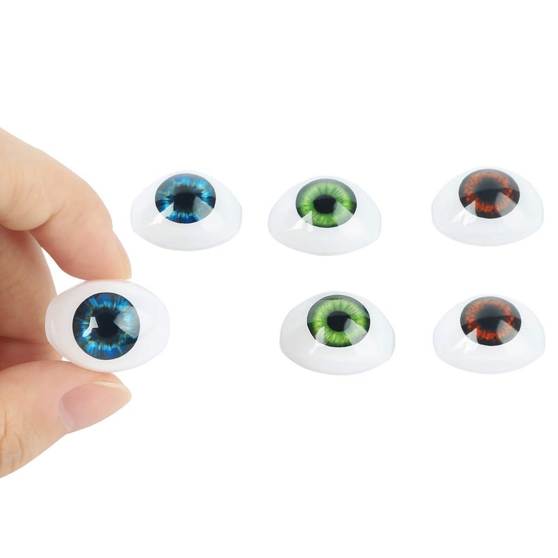 Vollence 3 Pair of 3 Colors Oval Flat Hollow Plastic Eyes Puppet Doll Bear Craft Eyes Eyeballs Mask Making DIY Supplies for Porcelain or Reborn Dolls Stuffed Animal Toys Troll Scary Eyes - Image 4