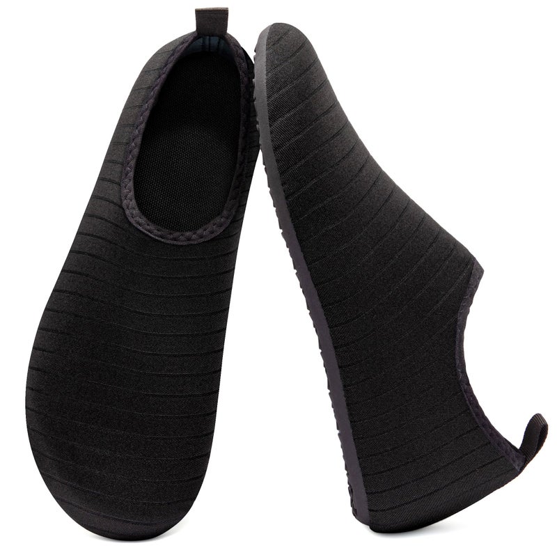 Metog Men Women Water Shoes Quick-Dry Aqua Socks Barefoot Slip-on Summer Slippers for Beach Swim Sport Surf Yoga Exercise Black - Image 1