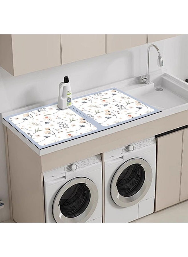 Washer and Dryer Covers for the Top,Non-slip Washing Machine Cover, Washer Top Protector for Laundry Kitchen Home (Flowers-Blue) - Image 5