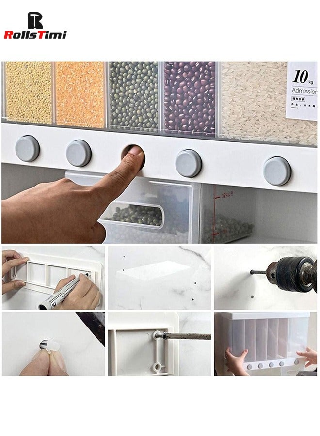 RollsTimi  Cereal Food Dispenser, Wall-Mounted Large Capacity Moisture-Proof Grain Storage Box - Image 2