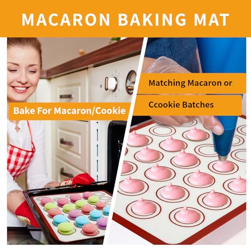 NICE KITCHEN Silicone Baking Mat Sets, Dough Mat with Macaron Baking Mat Pastry Cutter Rolling Pin,Food Safe Pastry Mat, Reusable Cookie Sheets Liner - Image 3