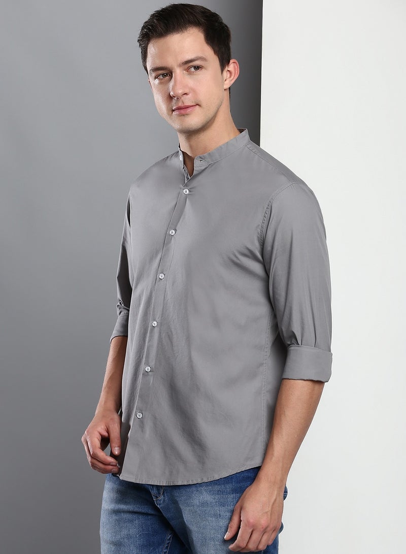 Dennis Lingo Men's Slate Grey Slim Fit Casual Spread Shirt - Image 3
