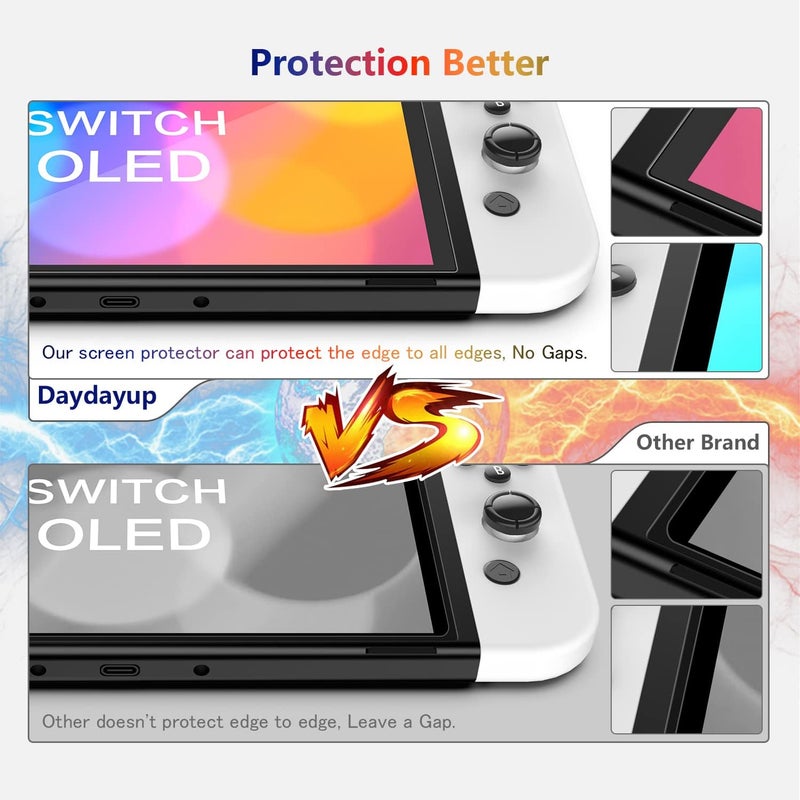 داي داي آب [4 قطع] واقي شاشة زجاجي مقوى من متوافق مع نينتندو سويتش OLED موديل 2021 - مع [إطار محاذاة] واقي شاشة شفاف عالي الوضوح للإكسسوارات والجهاز - Image 4