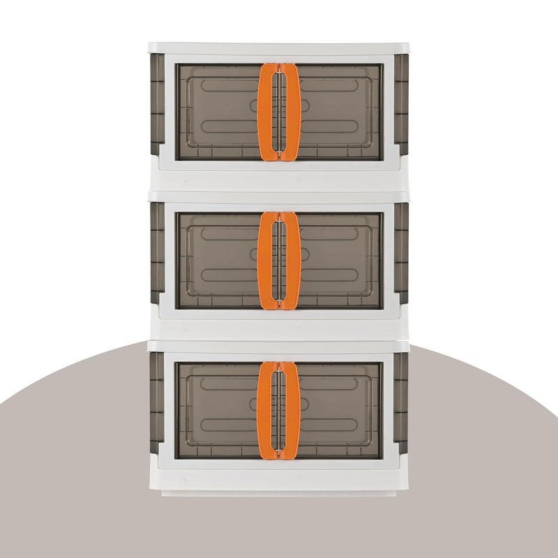 RUBOXA 1 Unit Plastic Collapsible Multipurpose Covered Cupboard for Storage with Mini Wheels Stackable Kitchen Storage CabinetWardrobe Small Almirah for Storage - Image 2