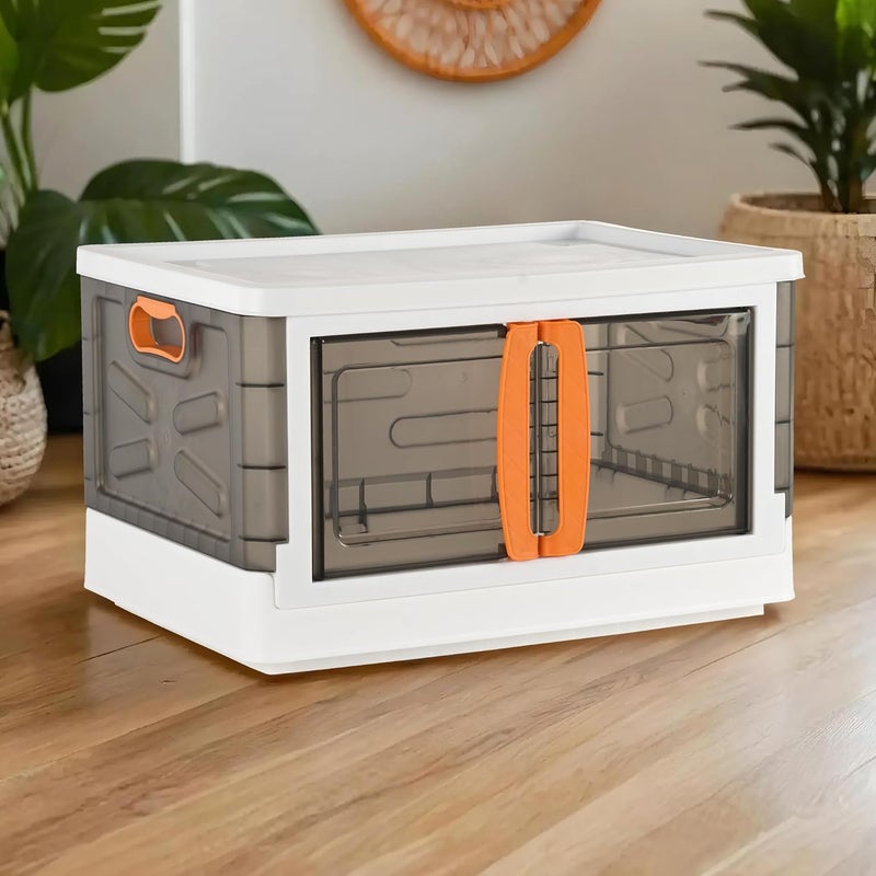RUBOXA 1 Unit Plastic Collapsible Multipurpose Covered Cupboard for Storage with Mini Wheels Stackable Kitchen Storage CabinetWardrobe Small Almirah for Storage - Image 1