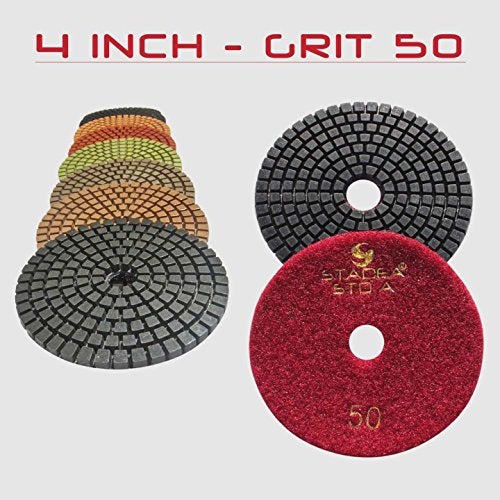 STADEA Premium Grade Wet 4" Diamond Polishing Pads Set + Rubber Backer For CONCRETE Polish - Image 3