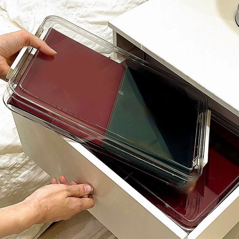 A4 Paper Storage Box Durable Clear Document Organizer Project Box for Magazines Photos Stamps Envelopes Invoices Bills - Image 5