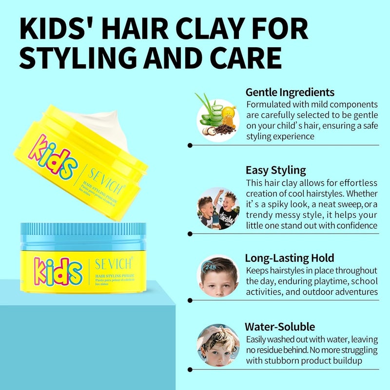 gowwim Kids' Hair Styling Pomade， Mild and Easy to Create Cool Hairstyles, Wash with Water Without Leaving Residue, Suitable for School, Activities - Image 2