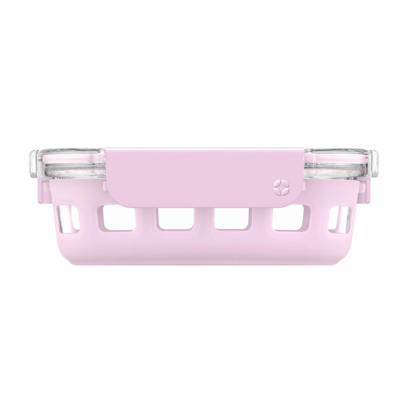 Ello Duraglass Meal Prep Container 175 cup Glass Food Storage Container with Silicone Sleeve and Airtight BPAFree Plastic Lid Dishwasher Microwave and Freezer Safe Cashmere Pink