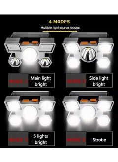 Rechargeable LED Headlamp, 5 LEDs COB Headlight, 800mAh Lithium Battery, 4 Modes USB Charging Hands-Free Flashlight for Camping Running Fishing with USB Cable Included - pzsku/ZB981BFB213F52DA6676DZ/45/_/1719306412/11cace1d-764c-478f-a21f-6beac2cd2a29