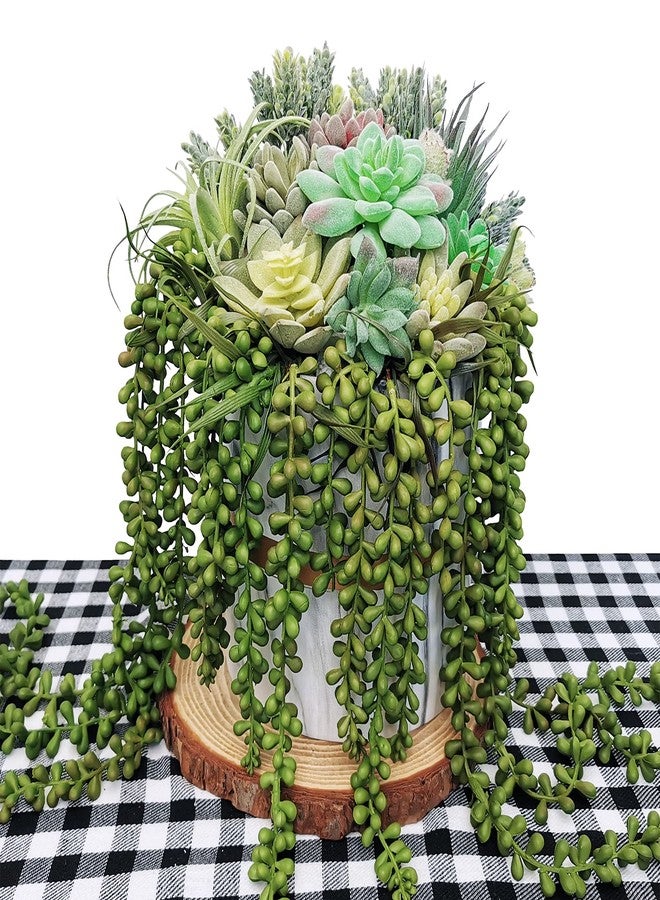 Supla 4 Pcs Artificial Hanging Succulents Faux Burro's Tail Picks Trailing String of Pearls Succulents Fake Greenery Sprays for Basket Planter Centerpiece Floral Arrangement Indoor Outdoor Decor - Image 2