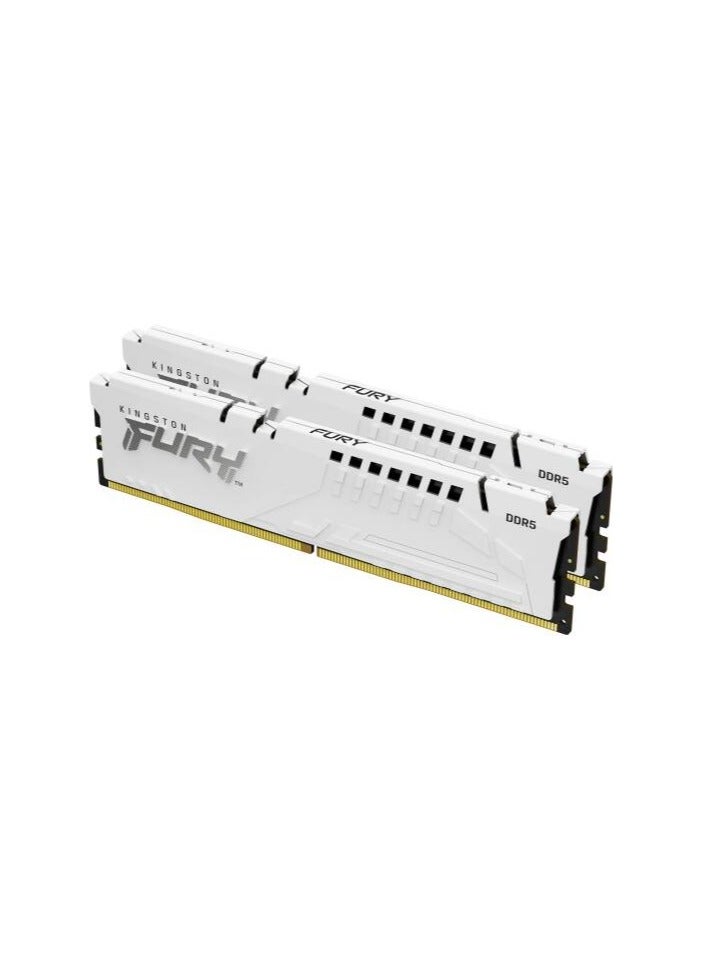 Kingston Fury Beast 32GB (16GB x2) DDR5 Desktop Memory, 6000MT/s Speed, CL30 CAS Latency, 1.4 Voltage, 288-Pin, Intel XMP 3.0 / AMD EXPO, White | KF560C30BWEK2-32 - Image 1