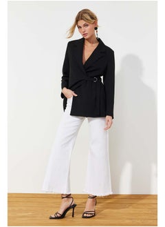 trendyol Black Woven Accessory Detail Regular Blazer Jacket TWOSS24BC00012  - Image 1