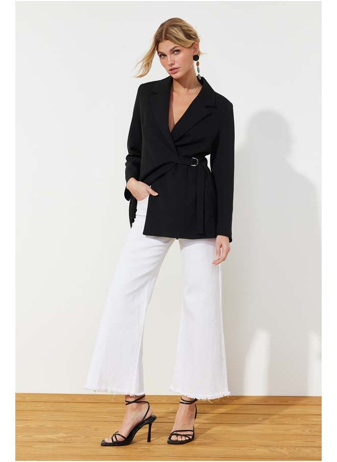 trendyol Black Woven Accessory Detail Regular Blazer Jacket TWOSS24BC00012  - Image 1