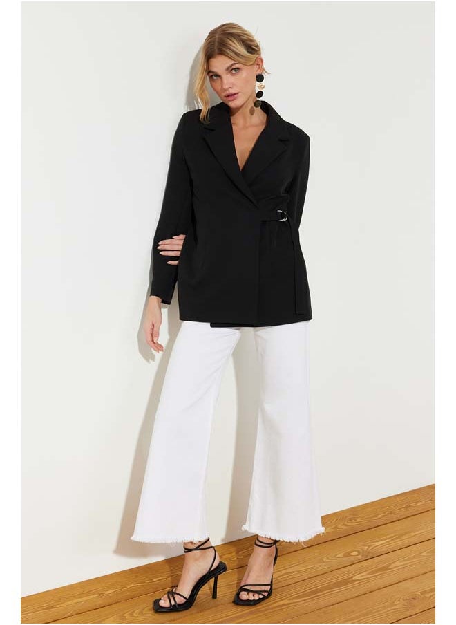 trendyol Black Woven Accessory Detail Regular Blazer Jacket TWOSS24BC00012  - Image 3