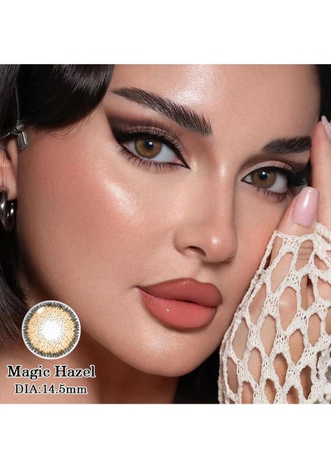 عدسات لاصقة تجميلية ملونة سنوية للجنسين من ماجيك هازل، مجموعة مكبرة مع حافظة