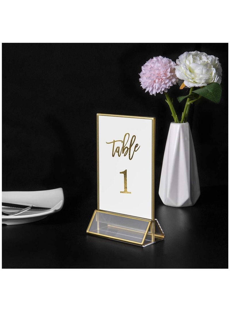 SOLARAE 6-Pack Clear Acrylic Table Card Holders, Double-Sided Frames with Gold Border and Removable Vertical Stand for Photo Display, Wedding Table Numbers, Restaurant Signs, Menu Holders (5 x 7 inches) - Image 5