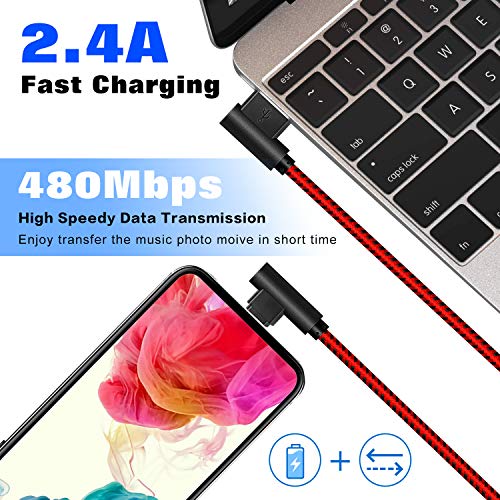 APFEN 90 Degree [3-Pack] 10FT/3M Heavy Duty iPhone Gaming Charger Cable Compatible with iPhone Xs Max/XS/XR/7/7Plus/X/8/8Plus/6S/6S Plus/SE (Black Red, 10FT) - Image 3