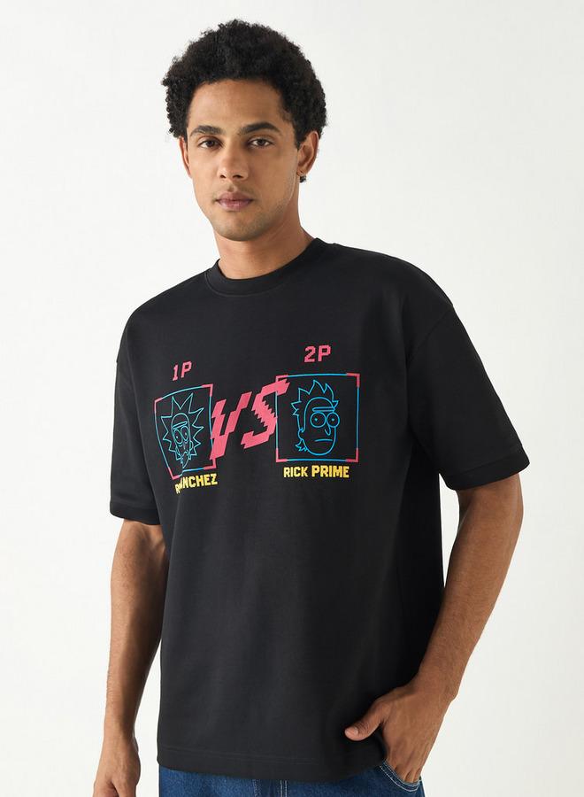 SP Characters Rick and Morty Print Crew Neck T-shirt with Short Sleeves - Image 3