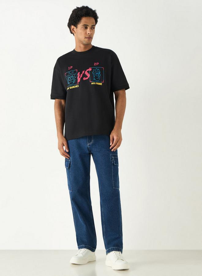 SP Characters Rick and Morty Print Crew Neck T-shirt with Short Sleeves - Image 2