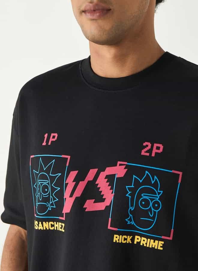 SP Characters Rick and Morty Print Crew Neck T-shirt with Short Sleeves - Image 4