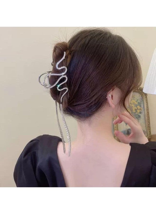 DN Creation مجموعة من مشابك الشعر من دي إن كرييشن، قطعة واحدة بتصميم متعرج مرصعة باللؤلؤ وأحجار الراين، مشبك شعر على شكل فك، إكسسوارات شعر لحفلات الزفاف للنساء والفتيات - Image 3