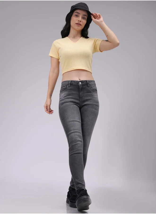 Freehand Women Skinny Fit Solid Mid-Rise Jeans