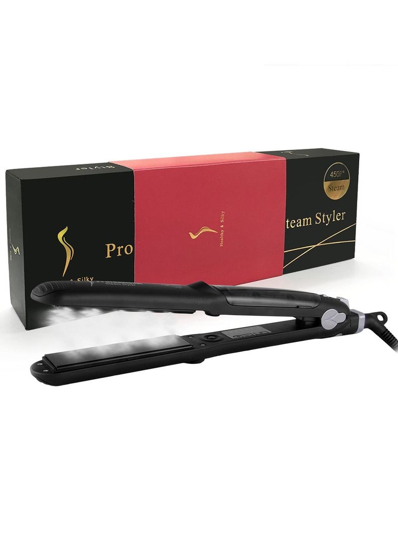 DubaiGallery Straighteners for Hair, Professional Salon Ceramic Tourmaline Vapor Steam Flat Iron Hair Straightener, Dual Voltage 2 in 1 Straightening Curling, LED Display with Adjustable Temp - Image 2