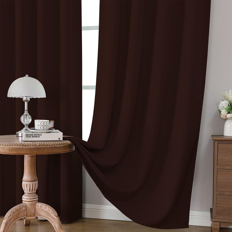 CUCRAF Blackout Curtains 84 inch Length 2 Panels Set, Rod Pocket Room Darkening Drapes for Bedroom Living Room, Insulated Thermal Light Blocking Window Curtain (W52 x L84 Inch, Chocolate) - Image 5