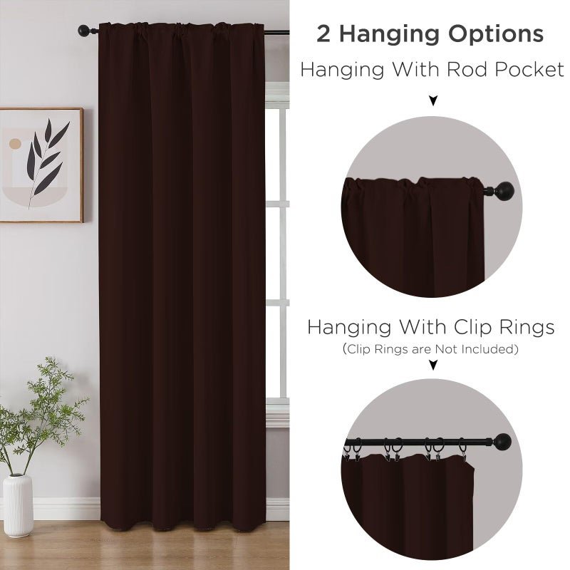 CUCRAF Blackout Curtains 84 inch Length 2 Panels Set, Rod Pocket Room Darkening Drapes for Bedroom Living Room, Insulated Thermal Light Blocking Window Curtain (W52 x L84 Inch, Chocolate) - Image 3