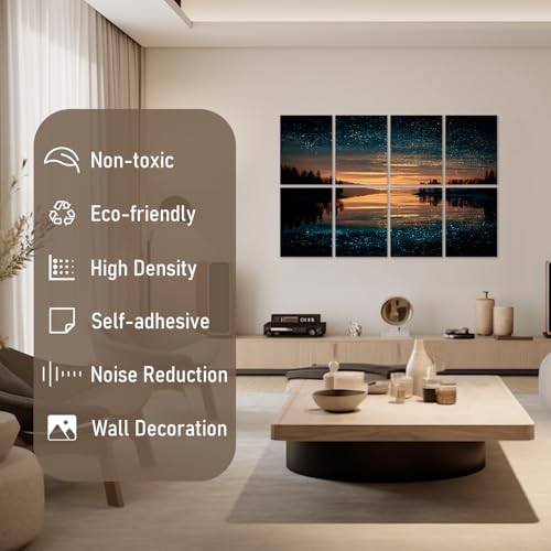 FurnoFlex Art Acoustic Panels Tiles Decorative Room Sound Proof Foam Absorbing Panels Noise Dampening Canceling Reducing Blocker for WallsStarry Lake - Image 3
