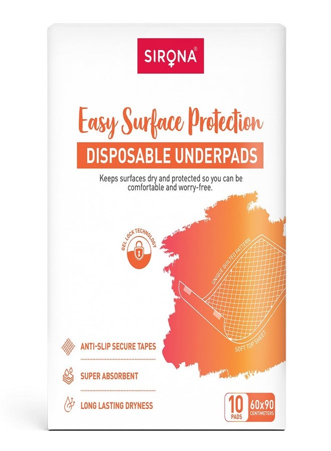 Sirona Disposable Underpads for Women - Pack of 10 (Large) | Soft & Leakproof Bed Protection with Anti-Slip Tapes | for Heavy Periods & Post Surgery Care - Image 1