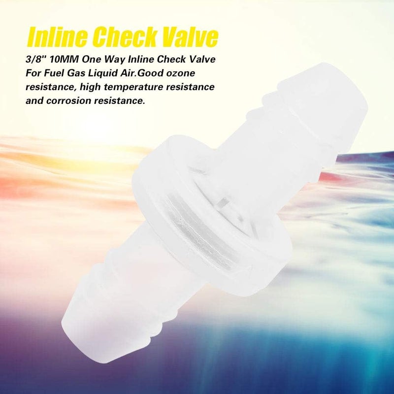Eujgoov Check Valve, 3/8 10MM Plastic Inline Check Valve, One Way Inline 3, 8 One Way Non Return for Fuel Gas Liquid Air (PP - Image 1