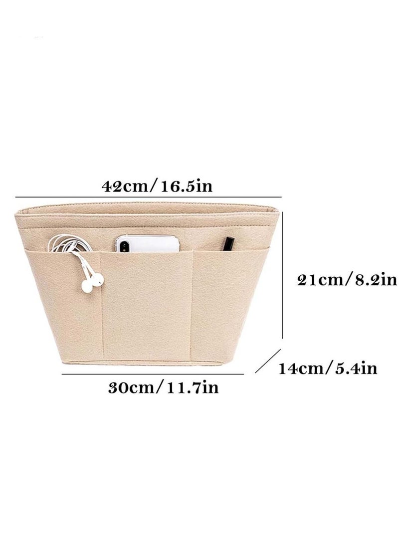 Purse Organizer Insert, Tote bag Organizer insert,Felt Bag Organizer With 12 Pockets, Compatible With Tote,Handbags (Beige/Medium) - Image 3