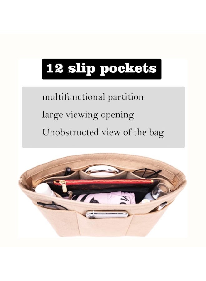 Purse Organizer Insert, Tote bag Organizer insert,Felt Bag Organizer With 12 Pockets, Compatible With Tote,Handbags (Beige/Medium) - Image 4