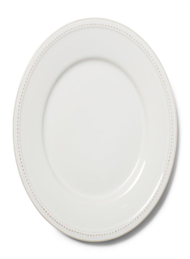 Sur La Table Pearl Dinner Plates, White, Raised Dot Border with Distressed White Glaze for Everyday and Formal Dining, Set of 4 - Image 1