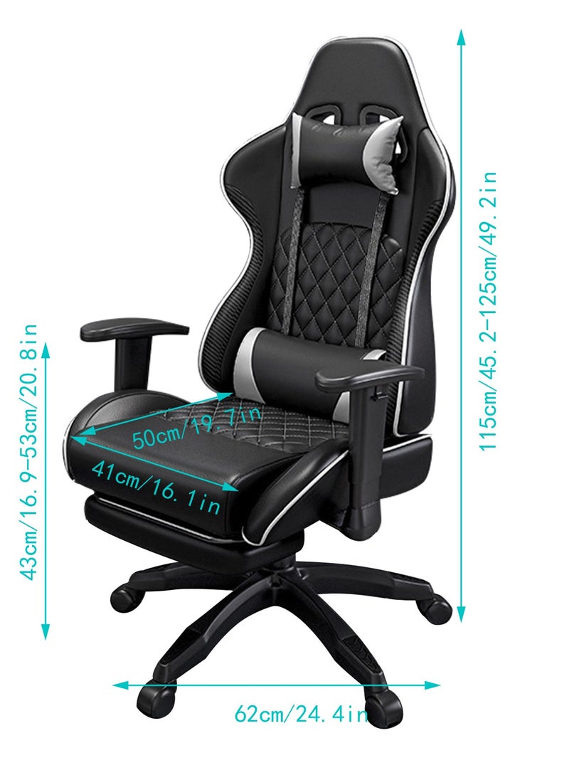 Chulovs Gaming Chair Office Chair With Footrest Racing Ergonomic Chair Leather Reclining Video Game Chair Adjustable Armrest High Back Gamer Chair With Headrest And Lumbar Support  - Image 2