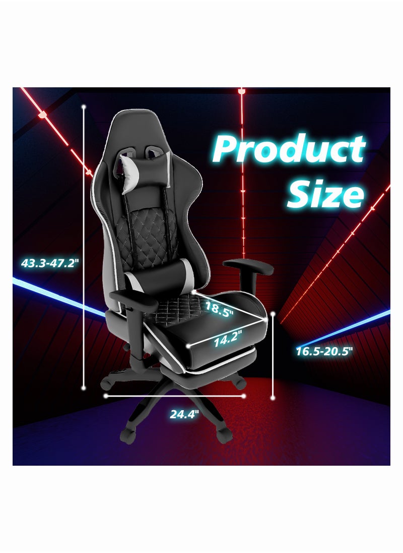 Chulovs Gaming Chair Office Chair With Footrest Racing Ergonomic Chair Leather Reclining Video Game Chair Adjustable Armrest High Back Gamer Chair With Headrest And Lumbar Support  - Image 3
