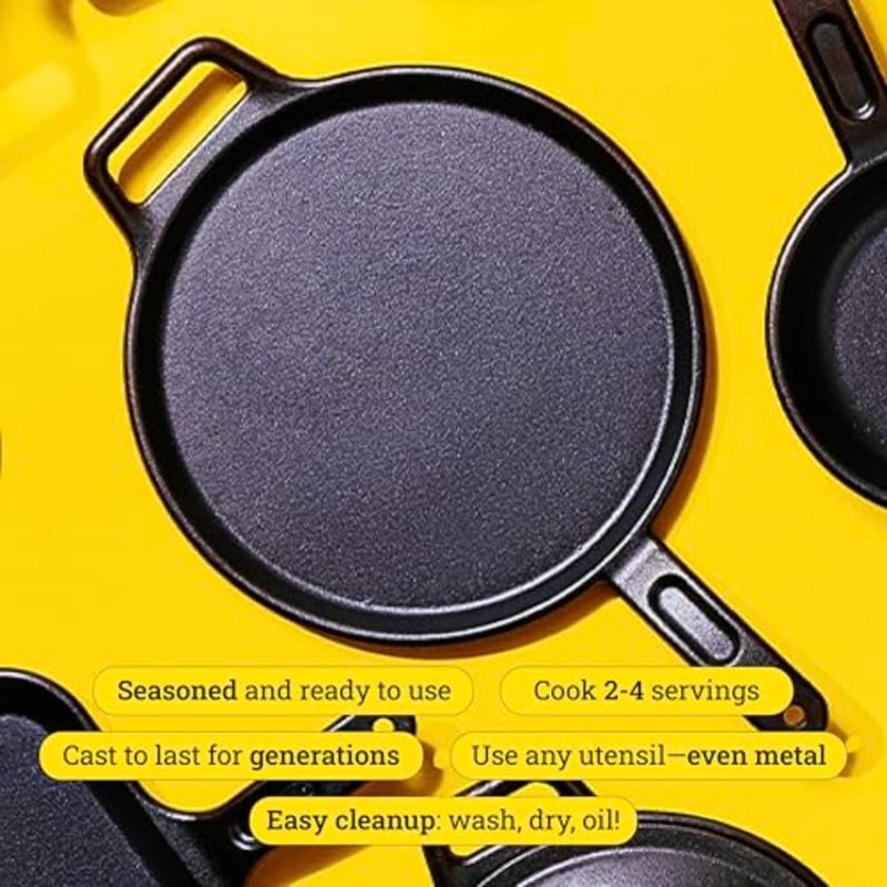 BOLD 12 Inch Seasoned Cast Iron Griddle, Design-Forward Cookware, Black - Image 2