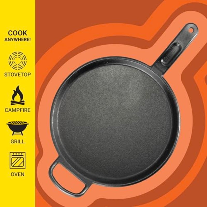 BOLD 12 Inch Seasoned Cast Iron Griddle, Design-Forward Cookware, Black - Image 3