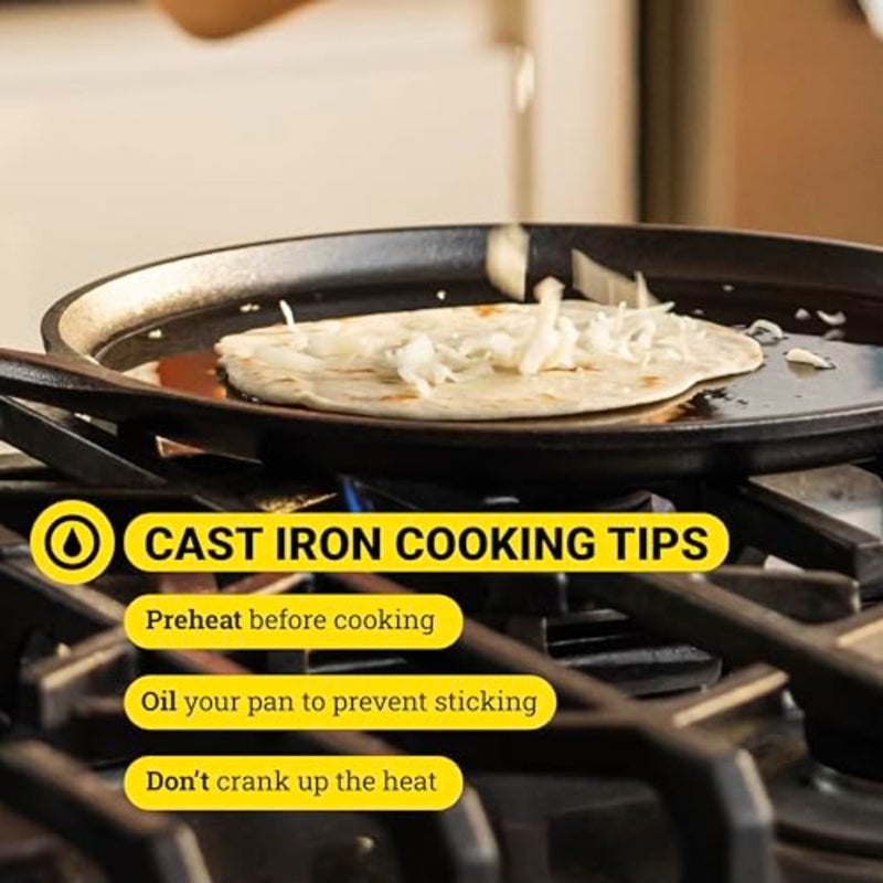 BOLD 12 Inch Seasoned Cast Iron Griddle, Design-Forward Cookware, Black - Image 5