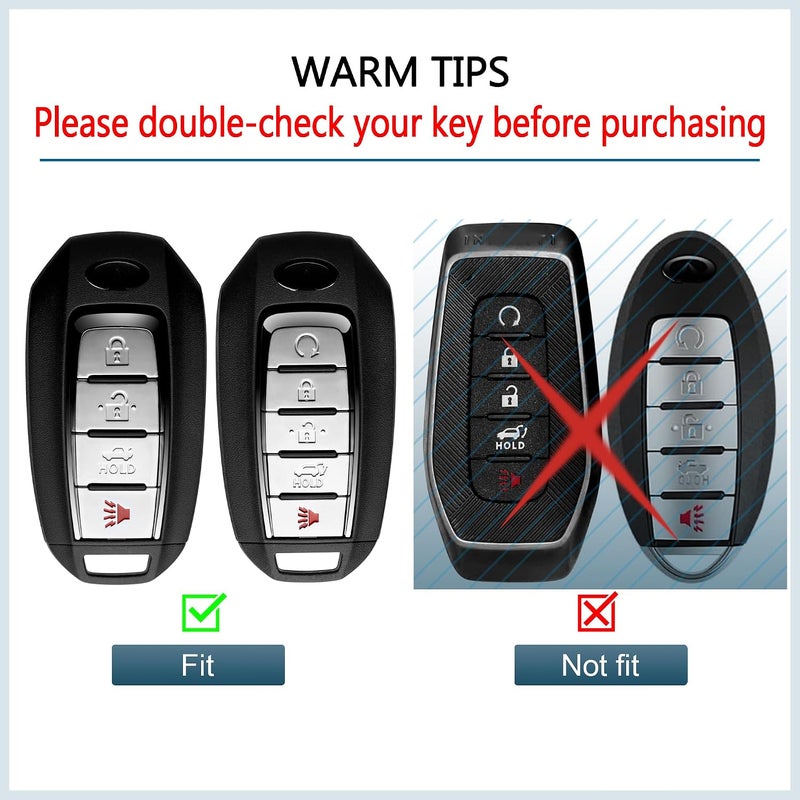 Tengare Infiniti Key Fob Cover Car Key Protector Case Key Chain Holder Accessories Silver - Image 2