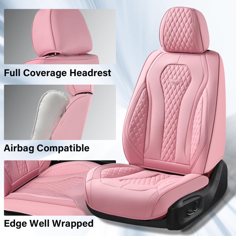 Coverado Car Seat Covers Full Set, Pink Seat Covers, Waterproof Car Seat Cover, Car Seat Cushion, Car Seat Covers Front Seats Back Seat Covers, Car Seat Protector Universal Fit Most Cars - Image 5