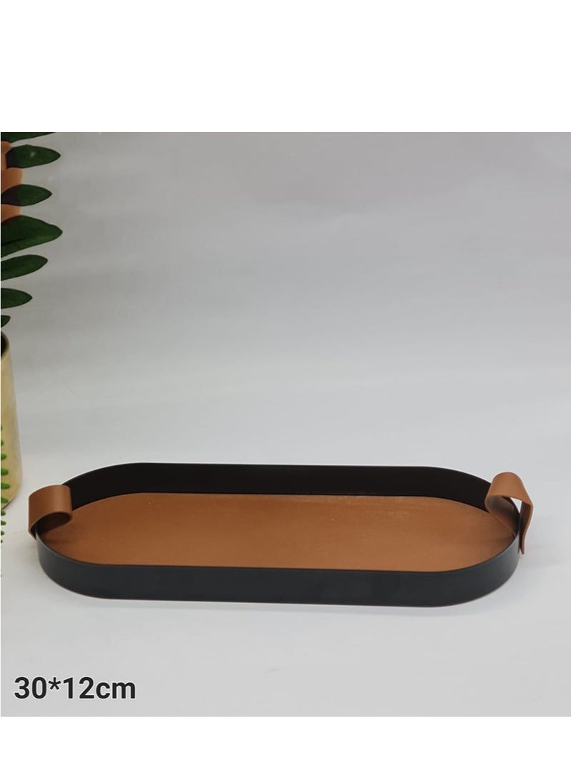 Generic - Metal oval serving tray with handles, attractive design makes it a wonderful addition - Image 1
