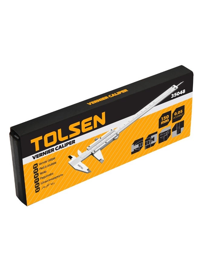 Tolsen 35048 Analog Vernier Caliper 0-150mm Precision Measuring Tool Chrome Plated - Image 3