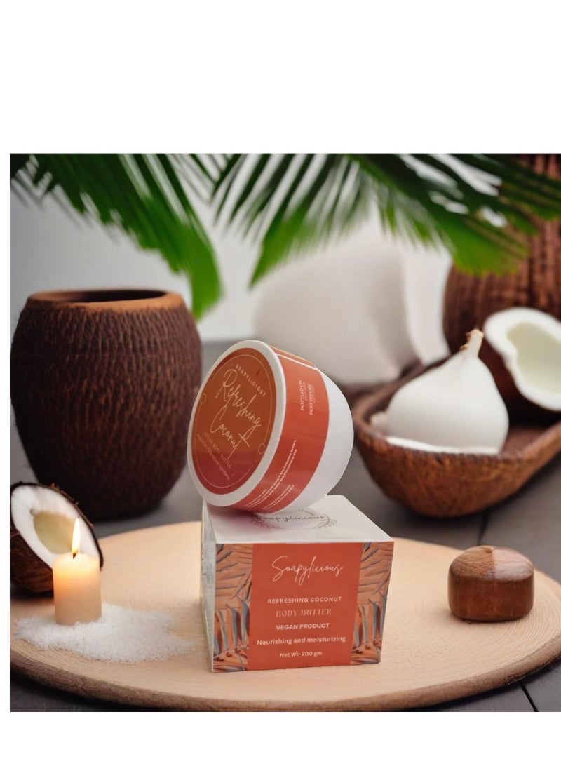Soapylicious Coconut Shea Body Butter - Vegan 200g | Natural Skincare for Deep Hydration & Smooth, Elastic Skin  - Image 1