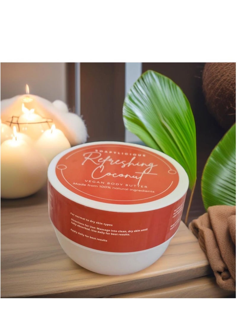 Soapylicious Coconut Shea Body Butter - Vegan 200g | Natural Skincare for Deep Hydration & Smooth, Elastic Skin  - Image 2