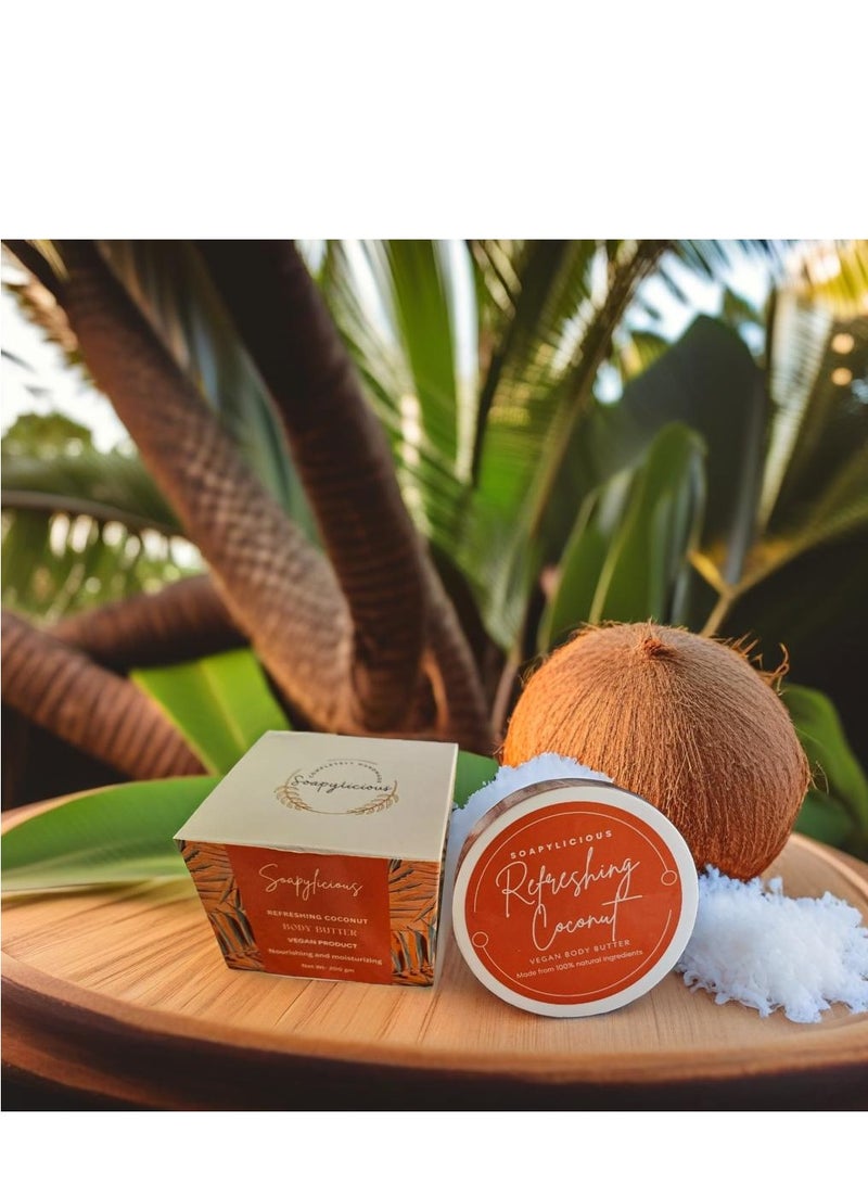 Soapylicious Coconut Shea Body Butter - Vegan 200g | Natural Skincare for Deep Hydration & Smooth, Elastic Skin  - Image 3